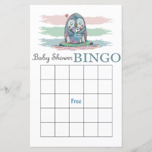 Penguin baby shower bingo-kaart