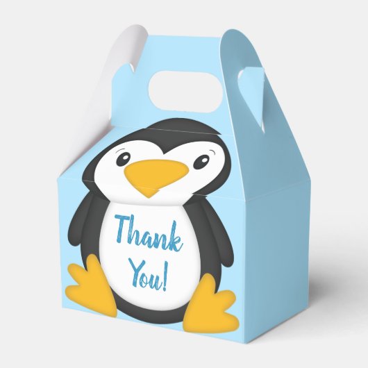 Penguin Baby shower Blue Bedankdoosjes (Achterkant)