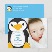 Penguin Baby shower Blue Briefkaart (Voorkant / Achterkant)
