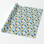 Penguin Baby shower Blue Cadeaupapier (Uitgerold)