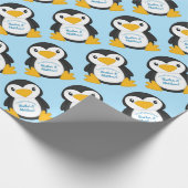 Penguin Baby shower Blue Cadeaupapier (Hoek)