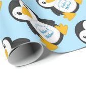 Penguin Baby shower Blue Cadeaupapier (Rol Hoek)
