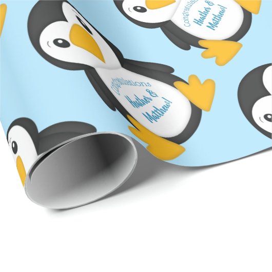 Penguin Baby shower Blue Cadeaupapier (Rol Hoek)