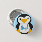 Penguin Baby shower Blue Ronde Button 3,2 Cm (Voorkant /achterkant)