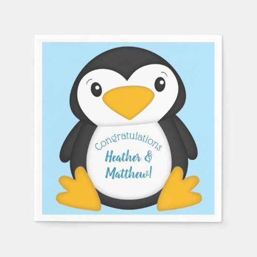 Penguin Baby shower Blue Servet (Voorkant)