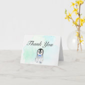 Penguin Baby shower Boy Bedankt Card Kaart (Gele Bloem)