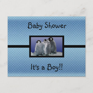 Penguin Baby shower Boy Kaart