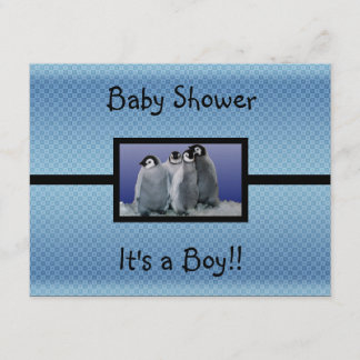 Penguin Baby shower Boy Kaart