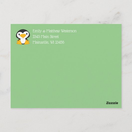 Penguin Baby shower Briefkaart (Achterkant)