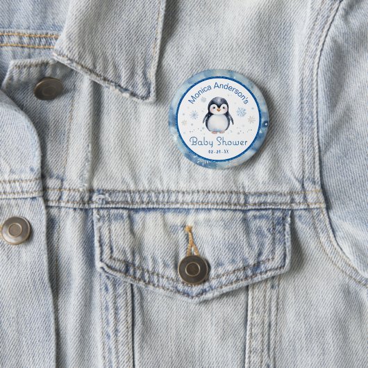 Penguin Baby shower Button – Winterthema (In situ)