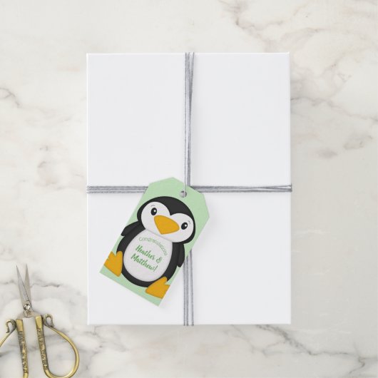 Penguin Baby shower Cadeaulabel (Met Touw)