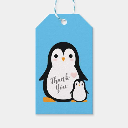 Penguin Baby shower Cadeaulabel (Voorkant)