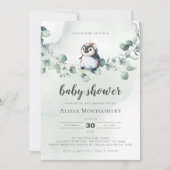 Penguin Baby shower Girl Kaart (Voorkant)