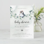 Penguin Baby shower Girl Kaart (Staand voorkant)