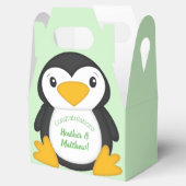 Penguin Baby shower Green Bedankdoosjes (Geopend)