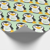 Penguin Baby shower Green Cadeaupapier (Hoek)