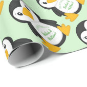 Penguin Baby shower Green Cadeaupapier (Rol Hoek)