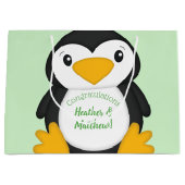 Penguin Baby shower Green Groot Cadeauzakje (Voorkant)