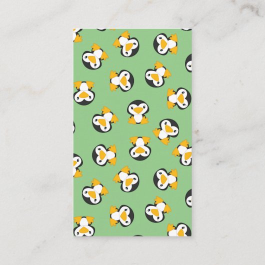 Penguin Baby shower Green Informatiekaartje (Achterkant)
