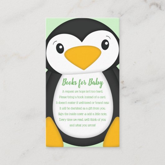 Penguin Baby shower Green Informatiekaartje (Voorkant)