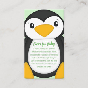 Penguin Baby shower Green Informatiekaartje