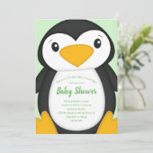 Penguin Baby shower Green Kaart (Staand voorkant)