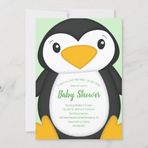 Penguin Baby shower Green Kaart