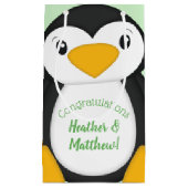 Penguin Baby shower Green Klein Cadeauzakje (Voorkant)