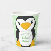 Penguin Baby shower Green Papieren Bekers (Achterkant)
