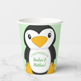 Penguin Baby shower Green Papieren Bekers
