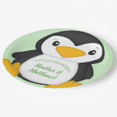 Penguin Baby shower Green Papieren Bordje (Gekanteld)