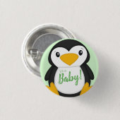 Penguin Baby shower Green Ronde Button 3,2 Cm (Voorkant /achterkant)