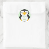 Penguin Baby shower Green Ronde Sticker (Tas)