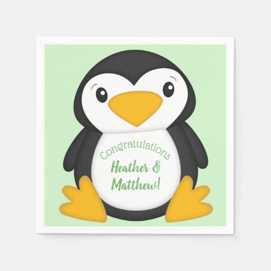 Penguin Baby shower Green Servet (Voorkant)