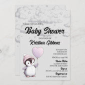 Penguin Baby shower Kaart (Voorkant / Achterkant)