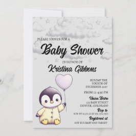 Penguin Baby shower Kaart