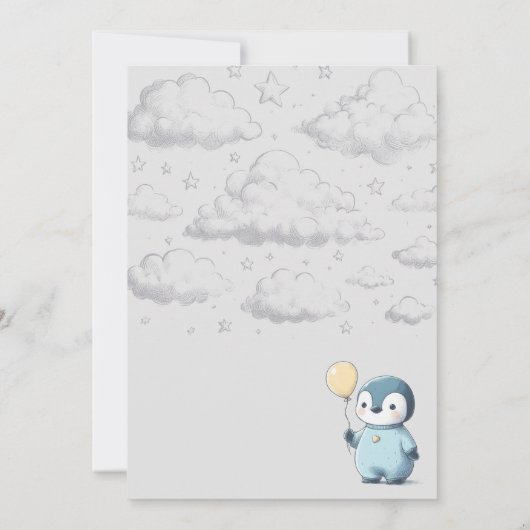 Penguin Baby shower Kaart (Achterkant)