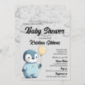 Penguin Baby shower Kaart (Voorkant / Achterkant)