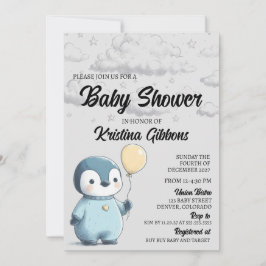 Penguin Baby shower Kaart