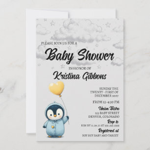 Penguin Baby shower Kaart