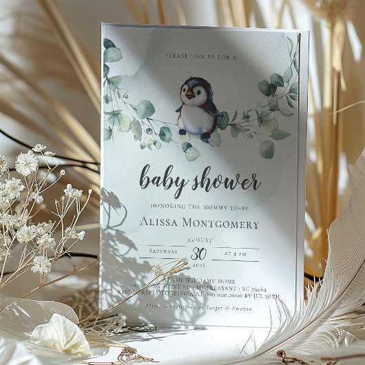 Penguin Baby shower Kaart