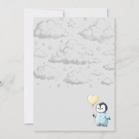 Penguin Baby shower Kaart (Achterkant)