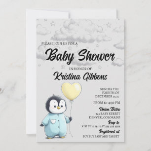 Penguin Baby shower Kaart