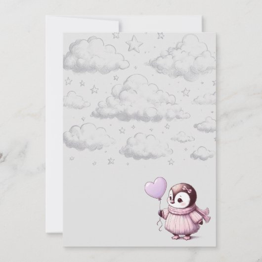 Penguin Baby shower Kaart (Achterkant)