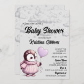 Penguin Baby shower Kaart (Voorkant / Achterkant)