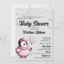 Penguin Baby shower Kaart