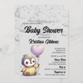 Penguin Baby shower Kaart (Voorkant / Achterkant)