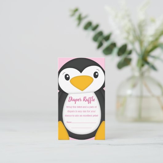 Penguin Baby shower Luier Raffle Kaarten (Staand voorkant)