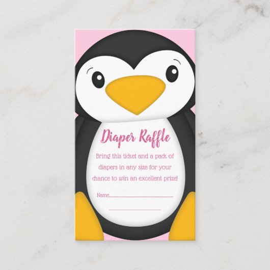 Penguin Baby shower Luier Raffle Kaarten (Voorkant)