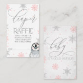 Penguin Baby shower Luier Raffle ticket Invoegen (Voorkant / Achterkant)